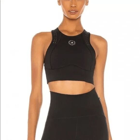 Adidas X Stella McCartney Truepur Black Cropped Sports Bra FU0763 Size XS - Picture 1 of 4